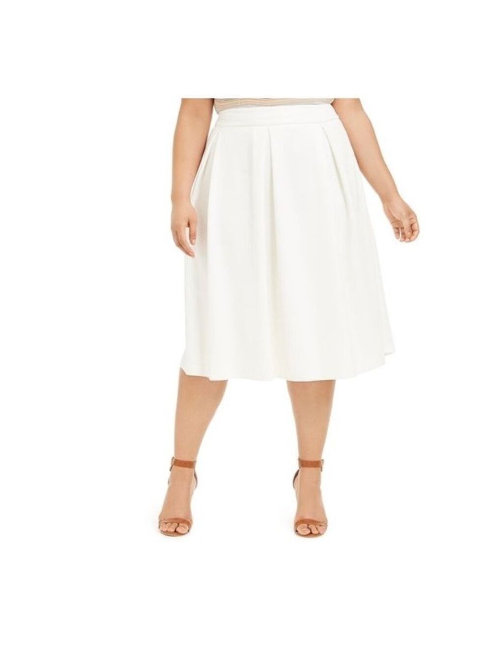 Calvin Klein Plus Size Pleated Scuba Midi Skirt